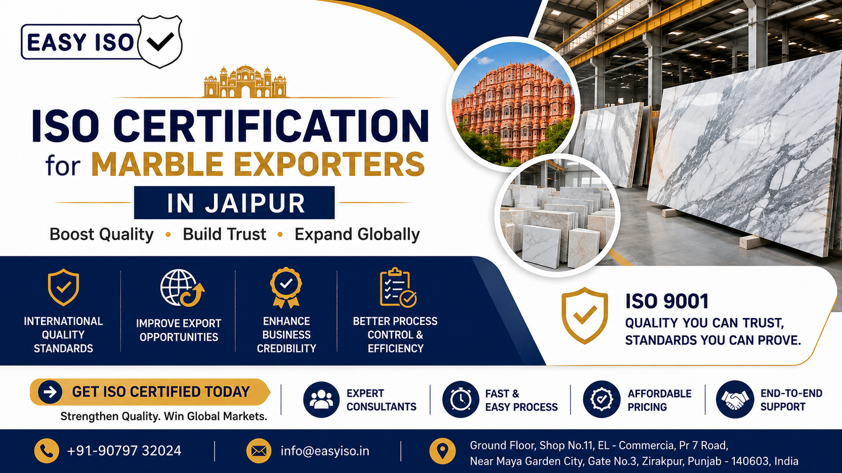 ISO Certification for Marble Exporters in Jaipur Rajasthan